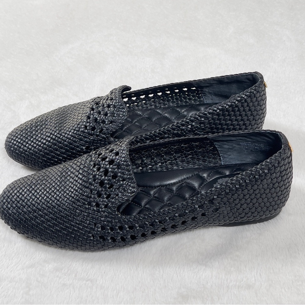 BIRDIES The Starling Woven Black Flats Womens Sz 9 Black Faux Leather - Picture 3 of 11